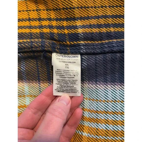 Outerknown blanket shirt cumin rogue plaid men's xxl - Picture 5 of 6